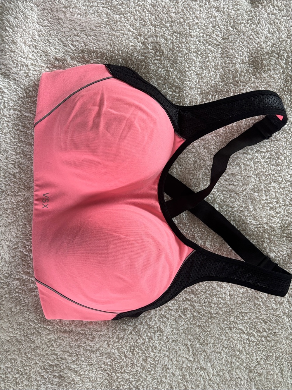 VSX Coral-Pink High-Support Sports Bra with Black Accents